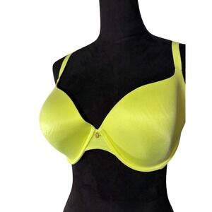 Victoria's Secret Lined Demi Bra 38DD Neon Yellow Gold Charm Detail‎